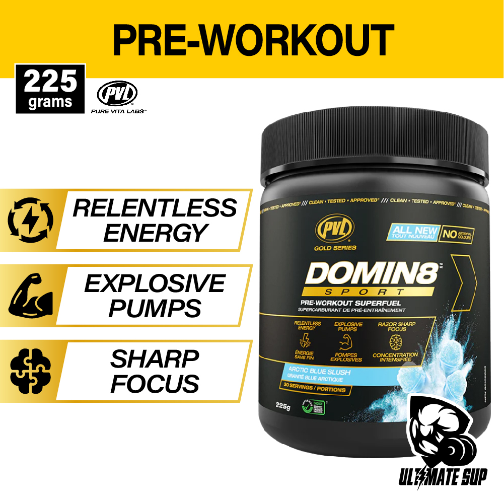 PVL Gold Series Domin8 Sport, Pre Workout, Support Energy & Focus