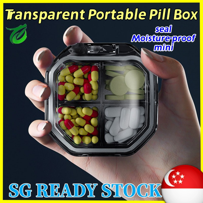 [SG READY STOCK] Mini Portable Pill Box Sealed Transparent Small Pill