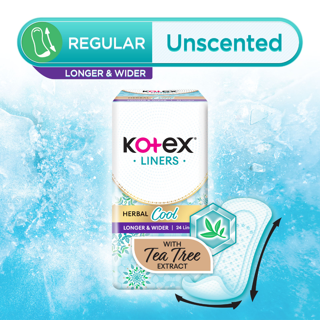 [Bundle of 3 ] Kotex Herbal Cool Regular Liners 15.5cm/ Long & wider