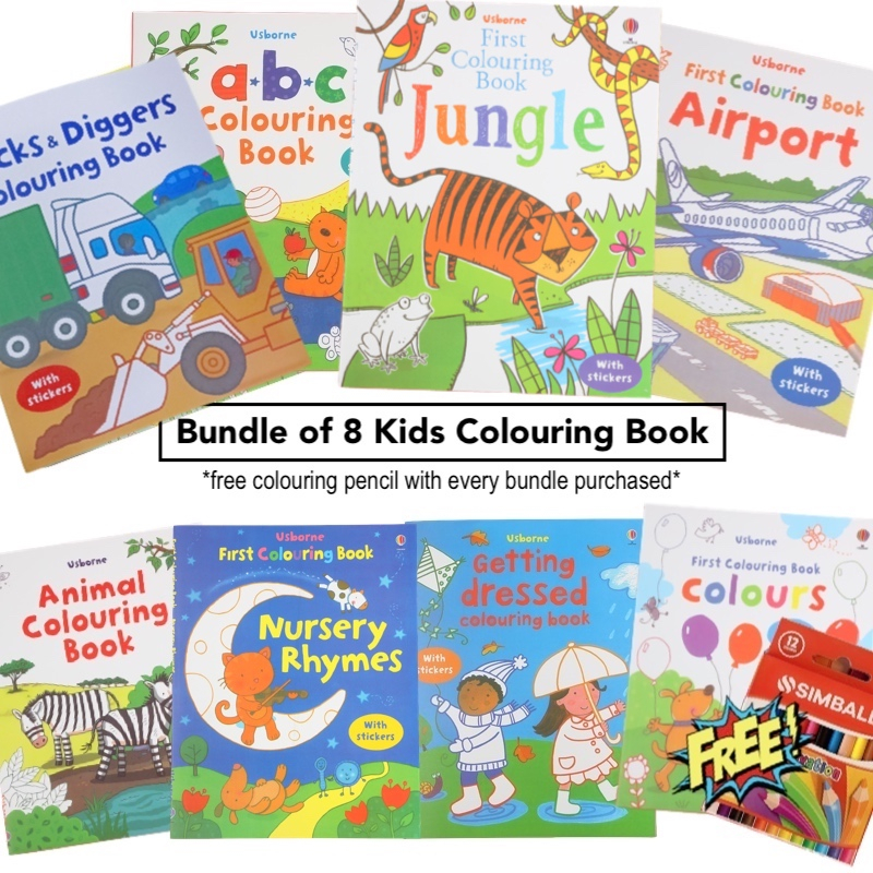 Bundle Promo Children Colouring Book Usborne Sticker Book Shopee