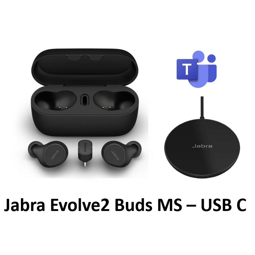 Jabra Evolve2 Buds UC/MS ANC, Wireless Bluetooth Earbuds with