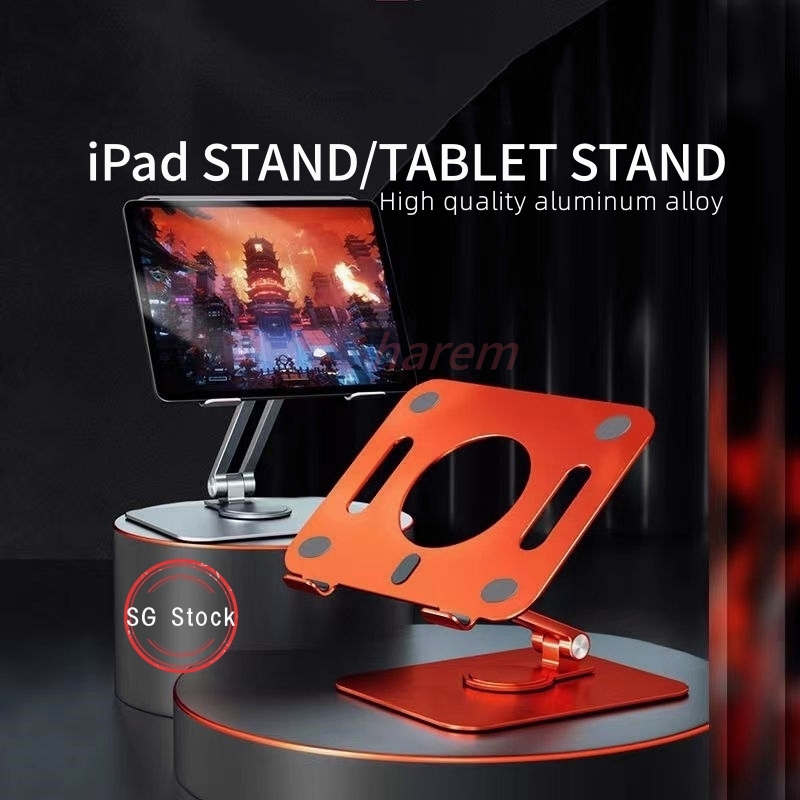 【SG Stock】Adjustable Tablet Stand iPad Stand Mobile Phone Holder Ergonomic 360° Rotating Aluminum Alloy
