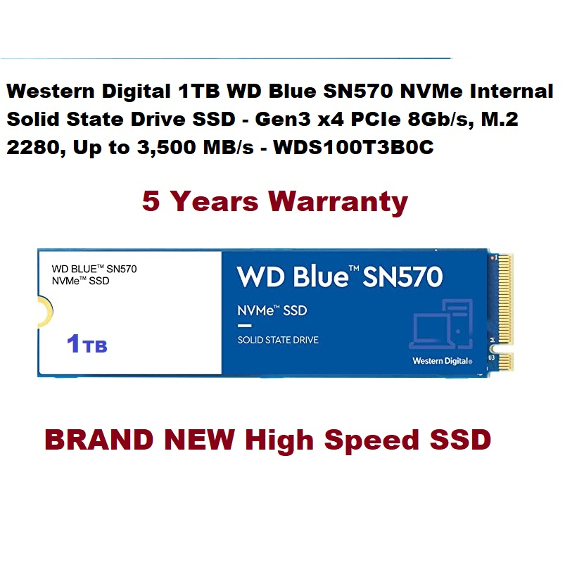 Unidad de estado solido Western Digital Blue SN570, 1TB M.2 2280, PCIe Gen 3.0 x4 NVMe