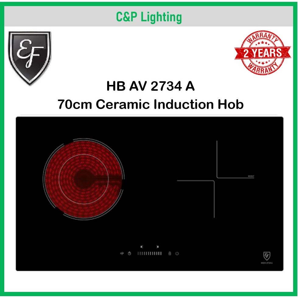 EF 70cm 2 Burner Hybrid Induction Radiant Combi Cooker Hob HB IV 2734 A