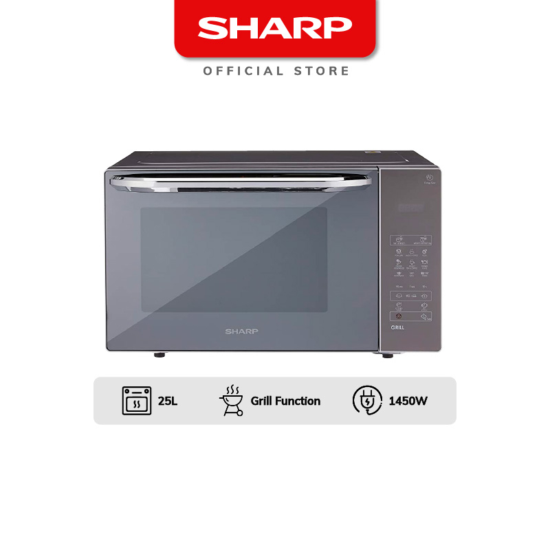 SHARP 25L Microwave Oven with Grill R72E0(SM) l Premium Turntable