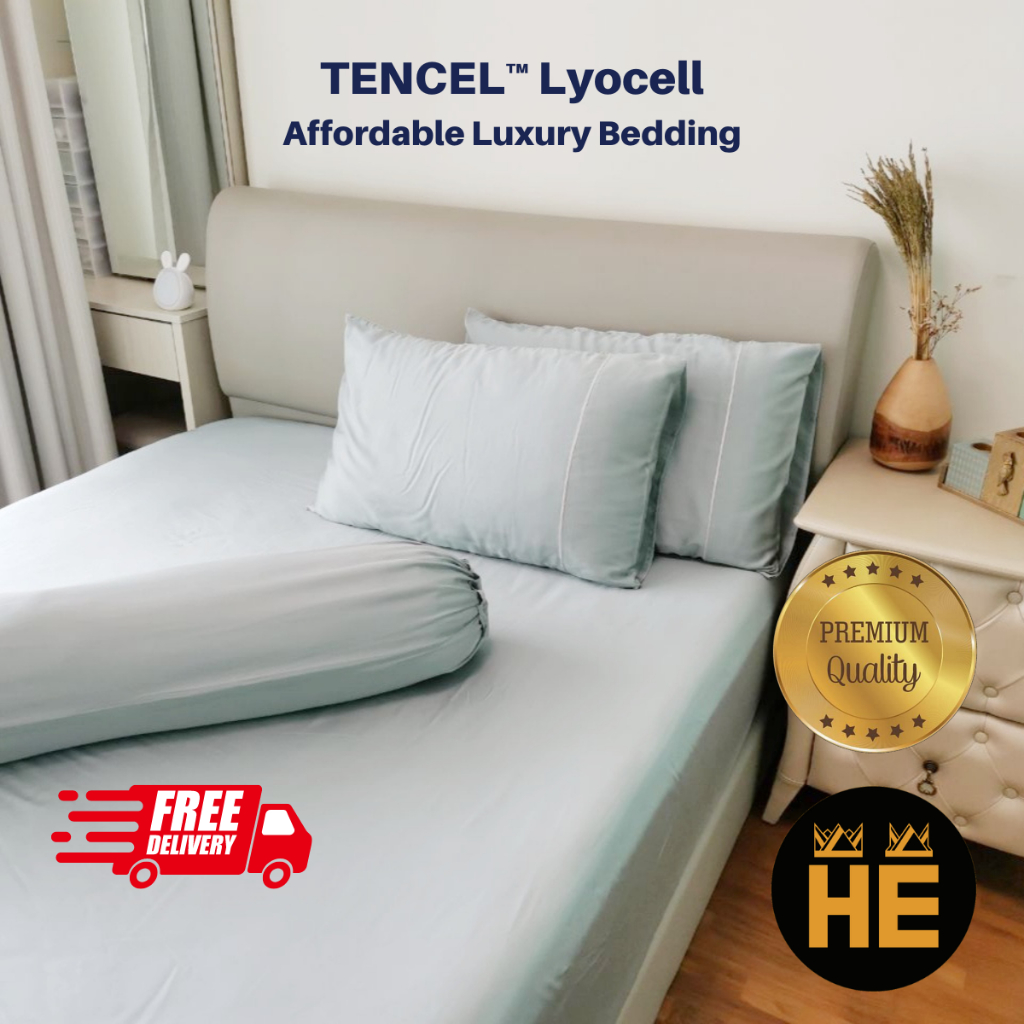 HE 🇸🇬 TENCEL™ Lyocell 1000TC + BolsterCase, Sateen Weave, 100 TENCEL