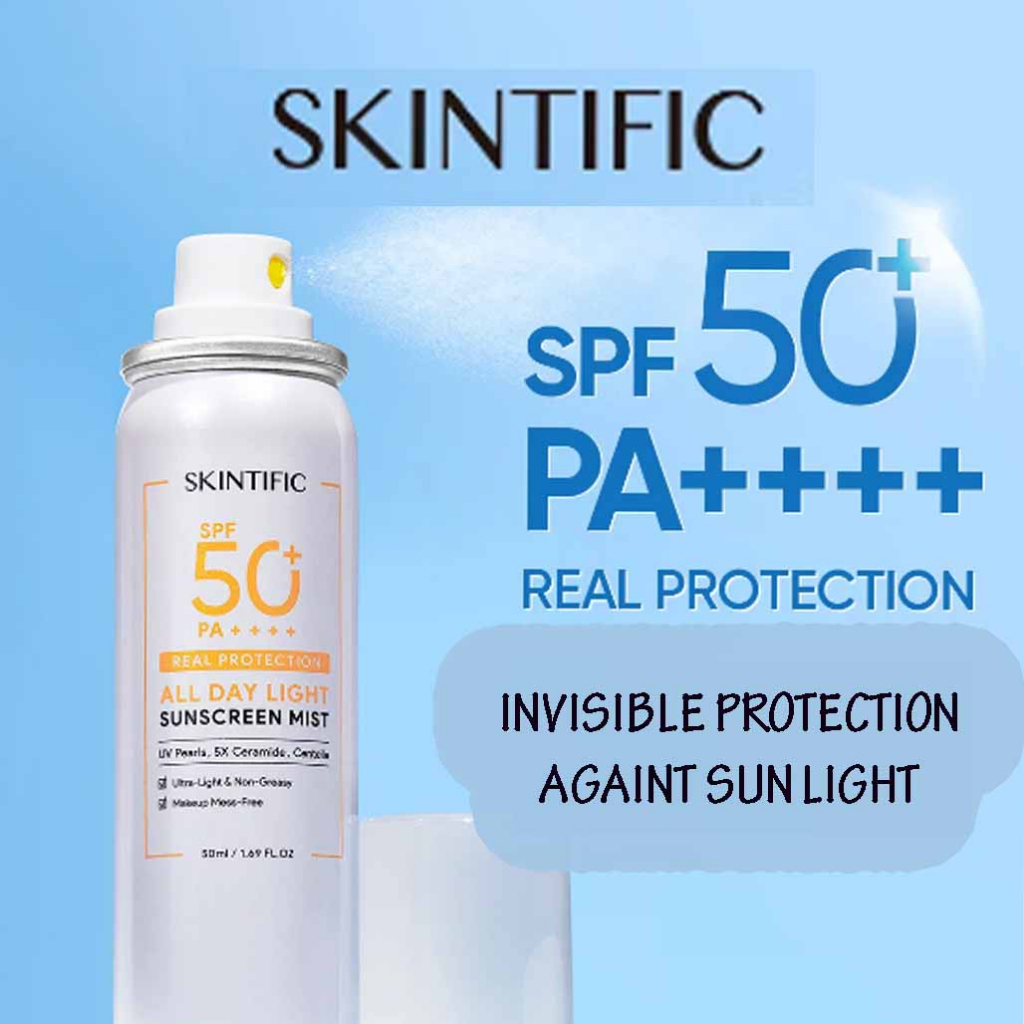 Skintific All Day Light Sunscreen Mist SPF 50 PA++++ SUN PROTECTION ...