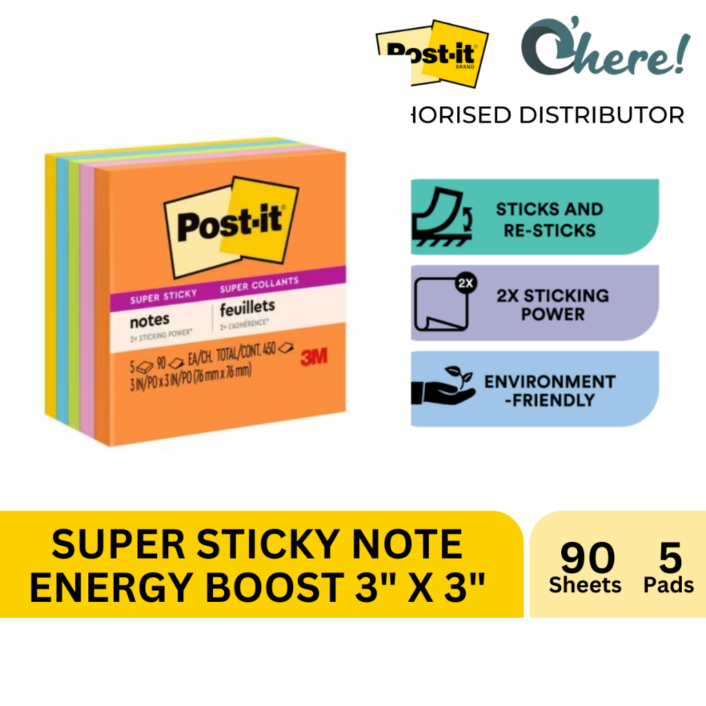 3M Post-it Super Sticky Note Rio De Janeiro 3x3 inch 654-5SSAU 5 Pads ...