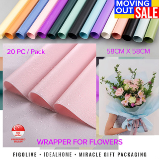 China Mother's Day Wrapping Paper Packaging Floral Wrap Gift Wrapping Waterproof Florist Paper 20 Sheets Black