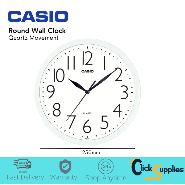 Casio Wall Clock White Quartz Movement For Rooms/ Living Room Shopee