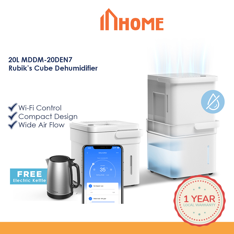 Midea Dehumidifier 20L Rubik Cube WiFi Control Ionizer Clean Air, MDDM