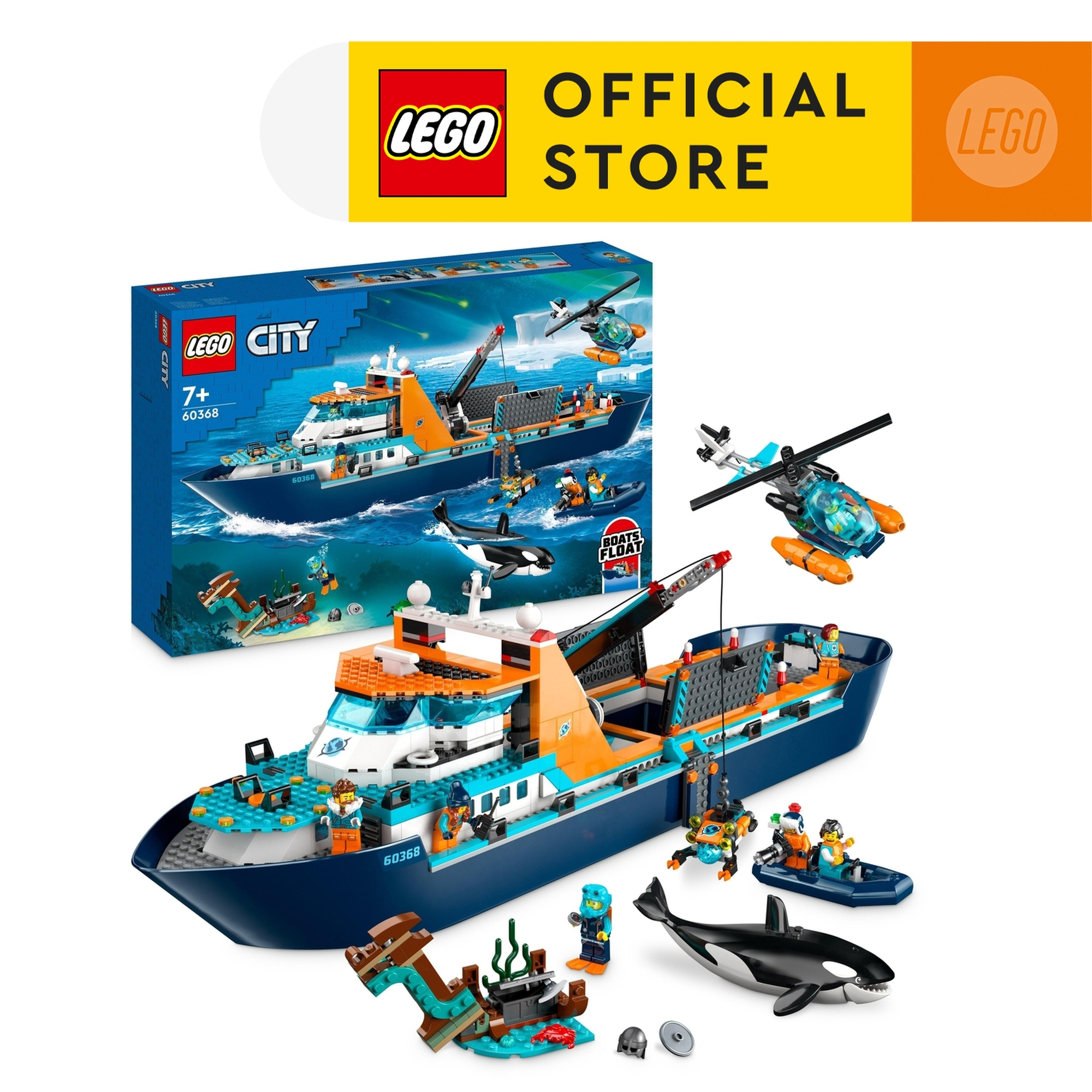 LEGO City Exploration 60368 Arctic Explorer Ship Building Set Toys (815 Pieces)