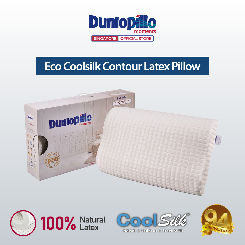 [OFFICIAL] DUNLOPILLO Eco Coolsilk Contour Latex Pillow Shopee Singapore
