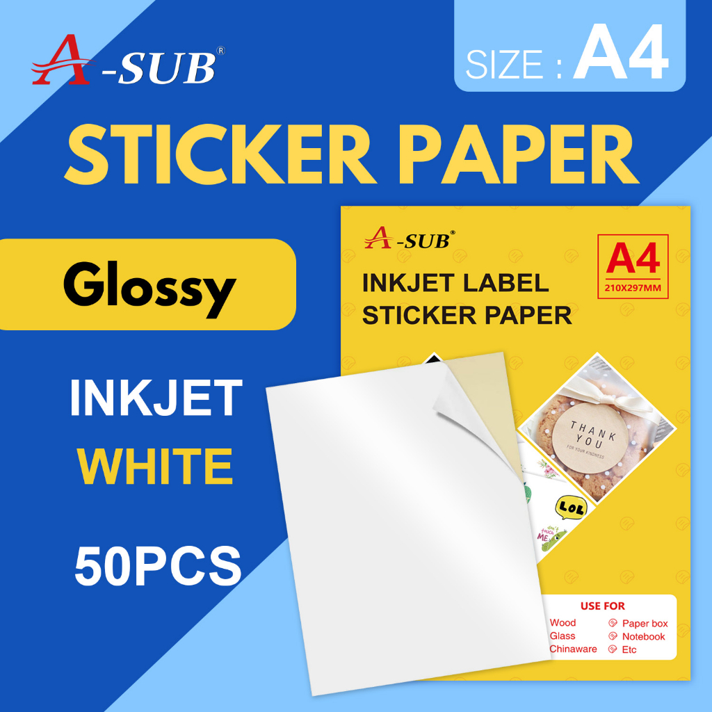 【Sticker Paper Glossy】A-SUB Self-Adhesive Glossy Sticker Paper for ...