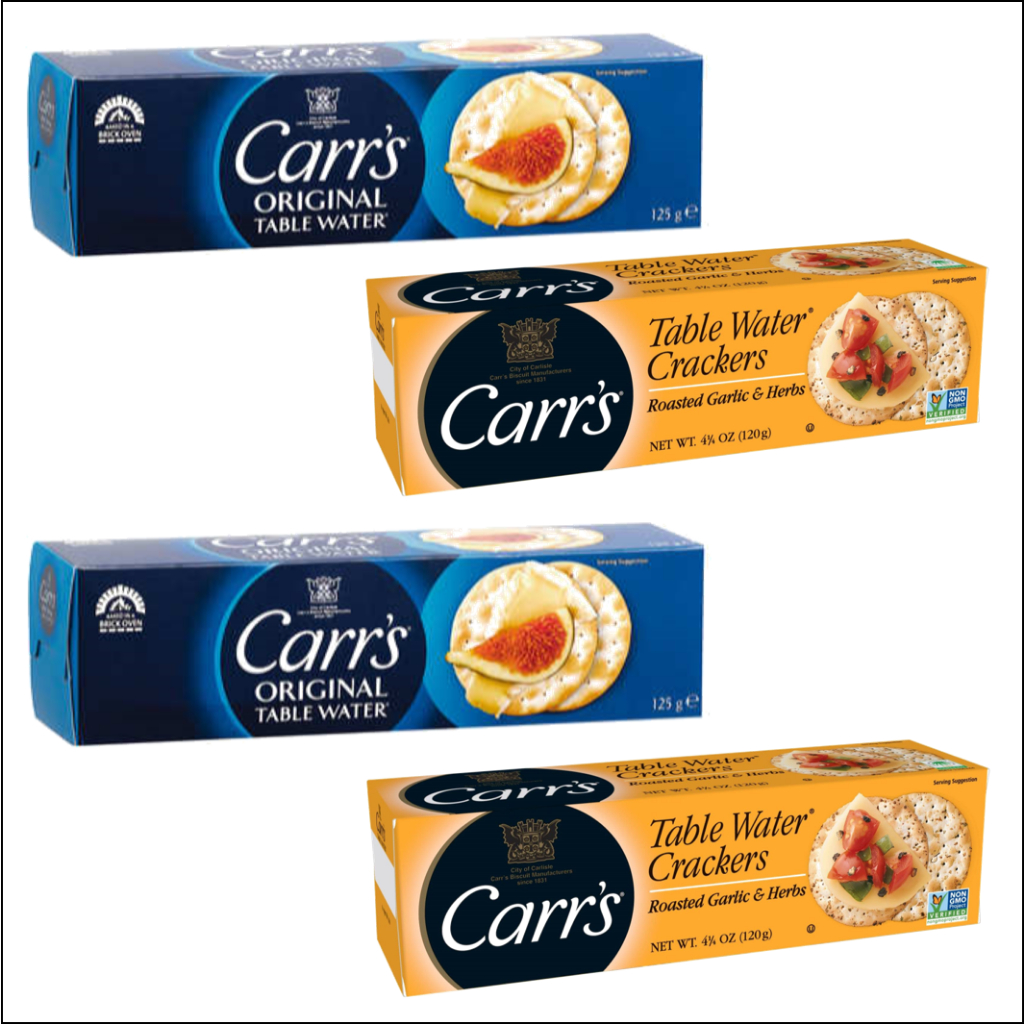 Carr's Table Water Crackers 980g ( Original 125g x 4ea + Roasted Garlic