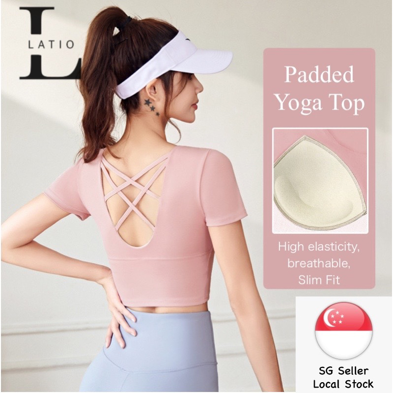 LATIO LT-82 Padded Yoga Skinny Top Sports Fitness Wear Cool Feeling Short Shirt