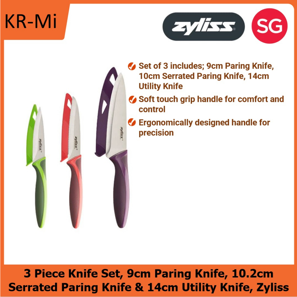 Zyliss Knife Set 3 Piece with protective blade covers, paring