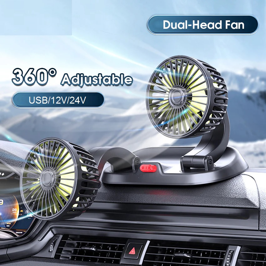 SG STOCK Car Strong Dual Fan Air Conditioning Double Booster Cooler 360