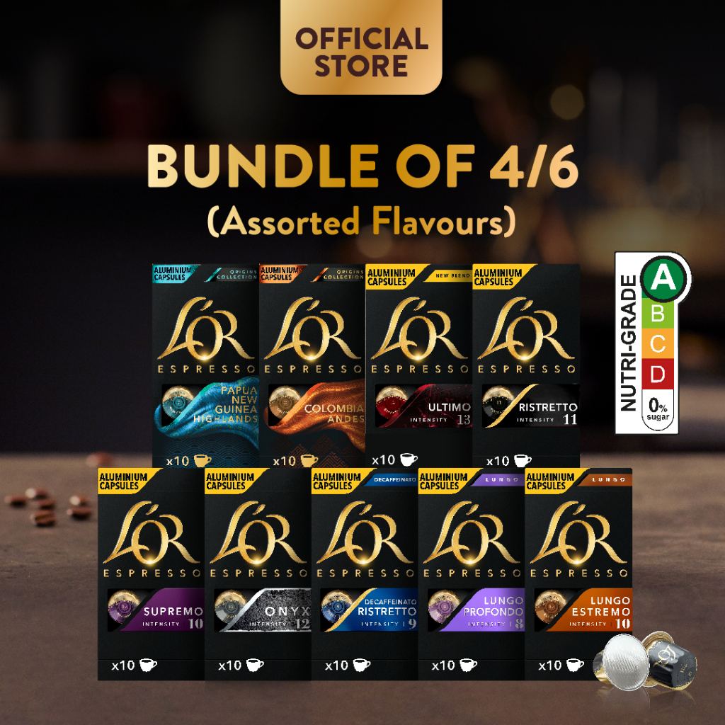 (Bundle of 4/6) L’OR Espresso Nespresso® Compatible Coffee Capsules, 10