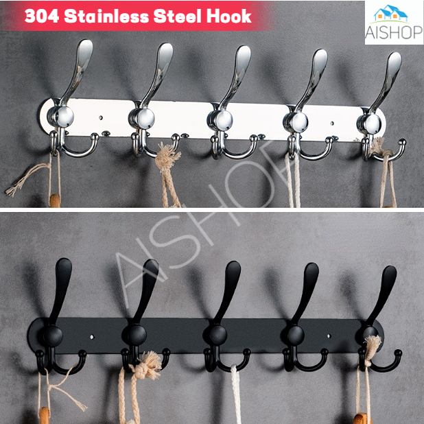 [SG Seller]304 stainless Steel Heavy Duty Wall Mount Cloth Hook Hanger ...