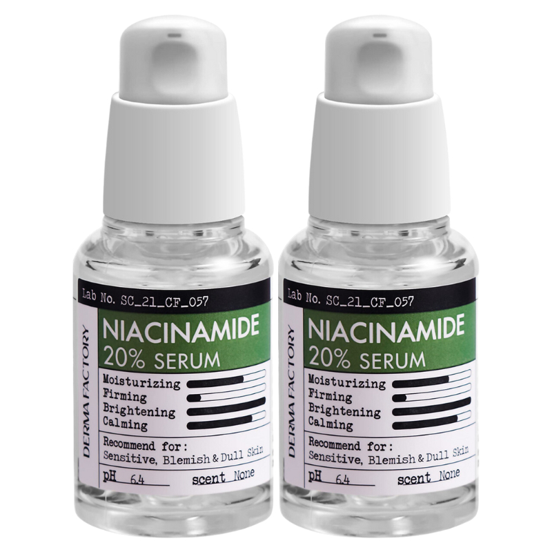DERMA FACTORY Niacinamide 20% Serum 1.01 fl.oz / 30ml Value Set (2 pack ...