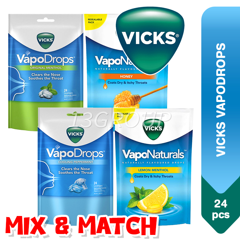 Vicks VapoDrops Lozenges VapoNaturals Drops, 19s-24s [Mix] | Shopee ...