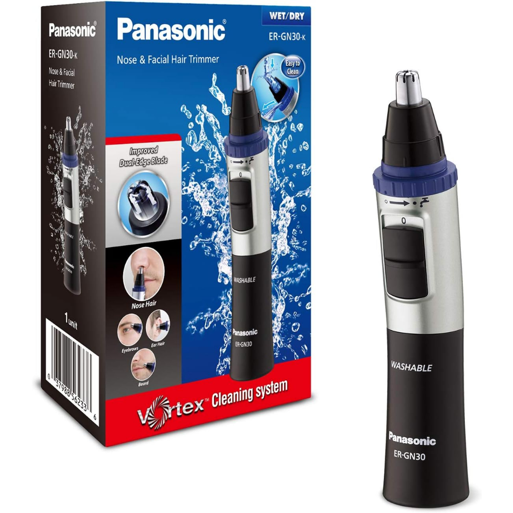 Panasonic ER GN30 K, Wet / Dry Nose & Ear trimmer with Vortex cleaning