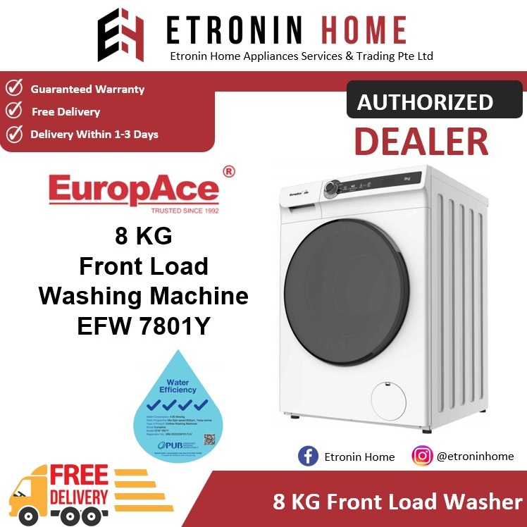 EuropAce 8 KG Front Load Washing Machine EFW 7801Y Shopee Singapore