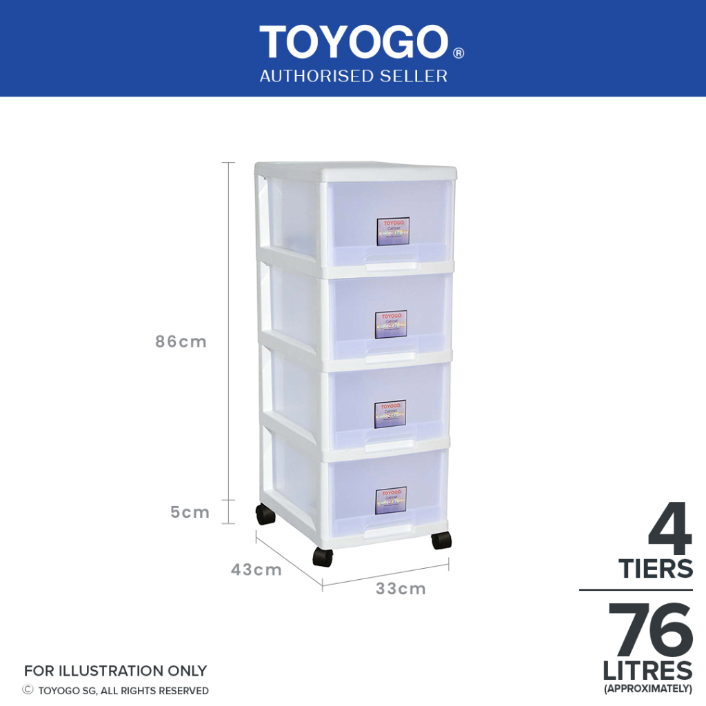 Toyogo 802-4 802-5 Plastic Storage Cabinet / Drawer With Wheels ...