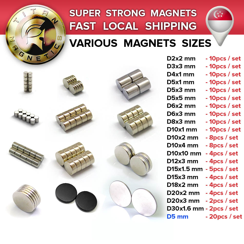 [SG STOCK] Disc Magnets Round Circular Strong Neodymium Magnets NdFeB Rare Earth Magnets, Fridge Magnets Various Sizes