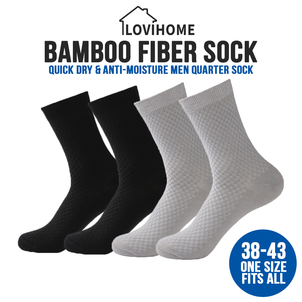 SG Ready Stock - Men Bamboo Fiber Socks - Business Work Comfortable 1/4 ...