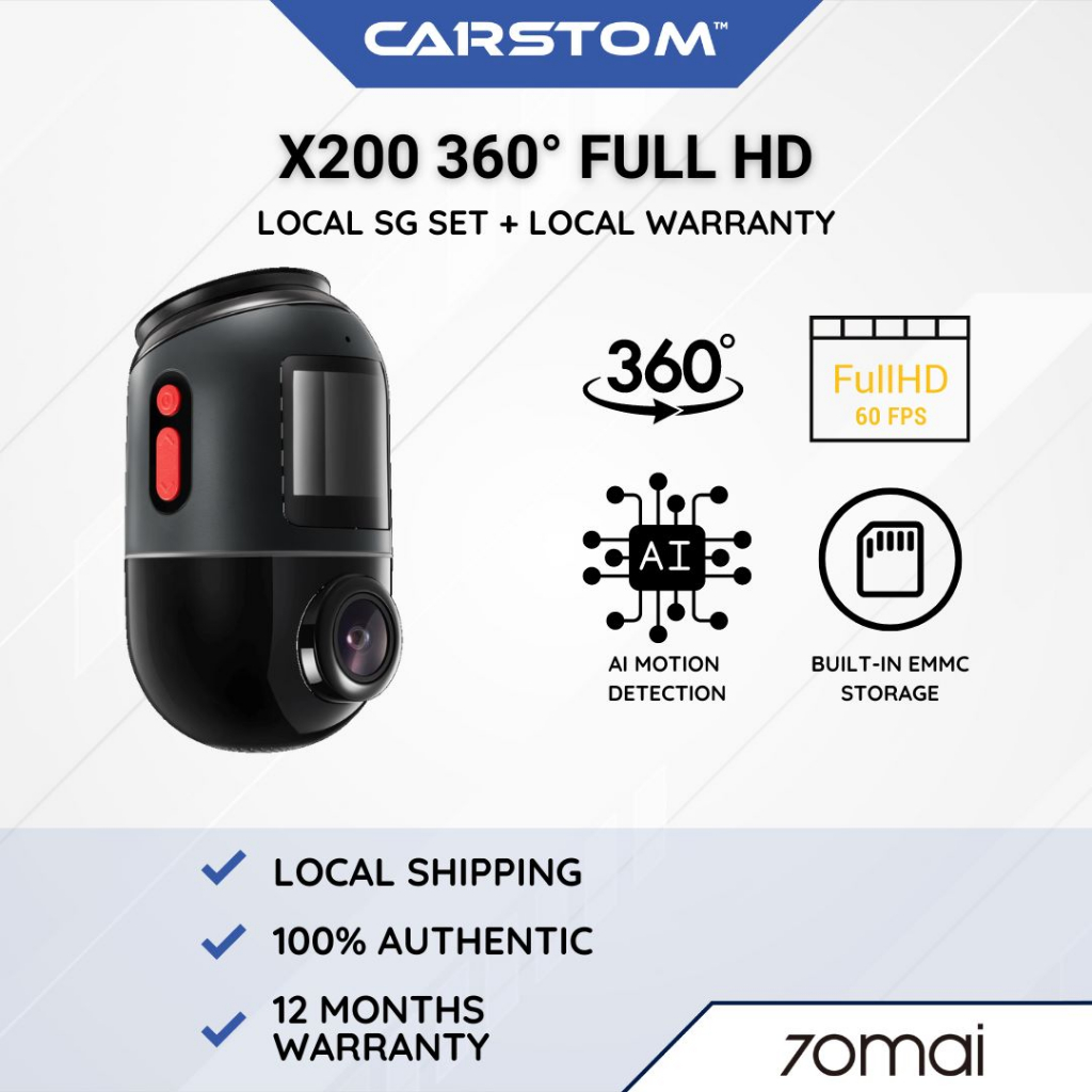 SG Instock 70Mai Omni X200 Ver Dash Cam Car Recorder Dashcam Dashboard