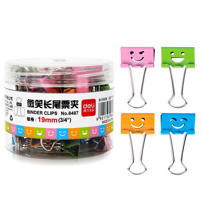 Deli Binder Clip 19mm x 40 Pcs Smiley Face 8487 | Shopee Singapore