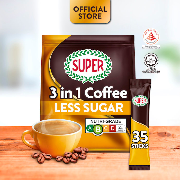 SUPER Less Sugar Instant 3in1 Coffee, 35 sticks Shopee Singapore