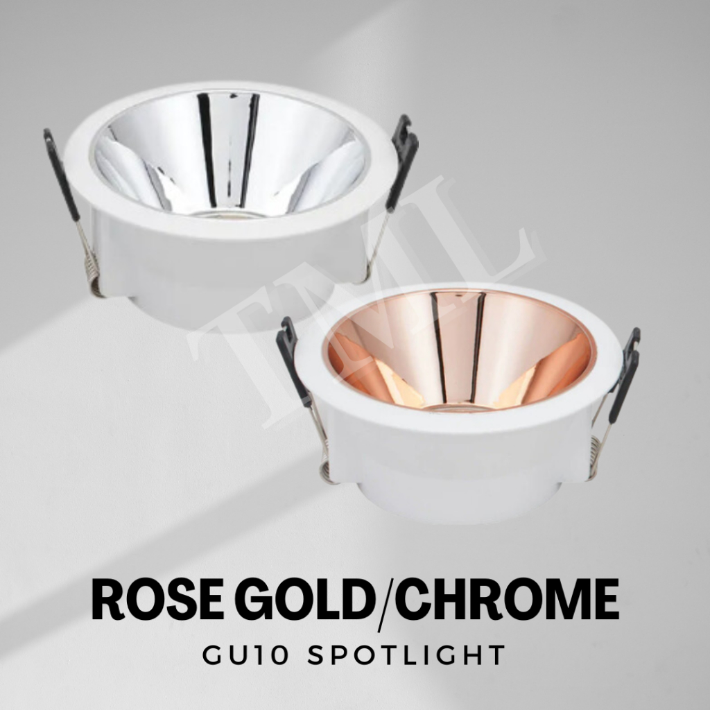 Rose Gold Chrome Black White LED Anti-Glare Recessed GU10 Spotlight ...