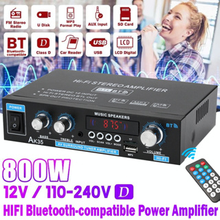 4000W Home Theater Amplifier 12V bluetooth Home Power Amplifier Audio  Stereo amplificador FM USB SD 3Mic With Remote Black