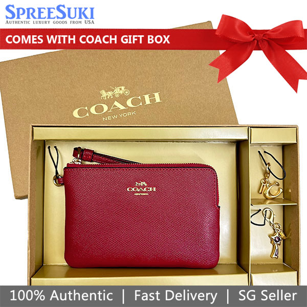Coach Wristlet In Gift Box Small Wristlet Boxed Crossgrain Leather