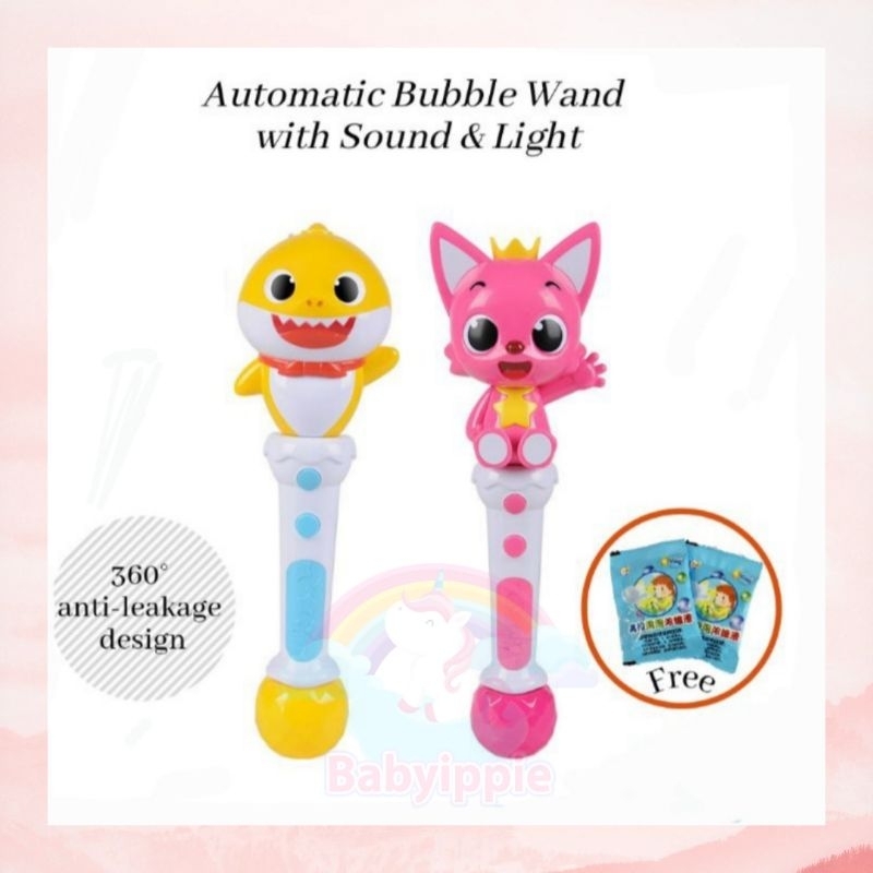 ️FREE 5xrefills sachets ️ Baby shark Pinkfong toy bubble gun machine ...