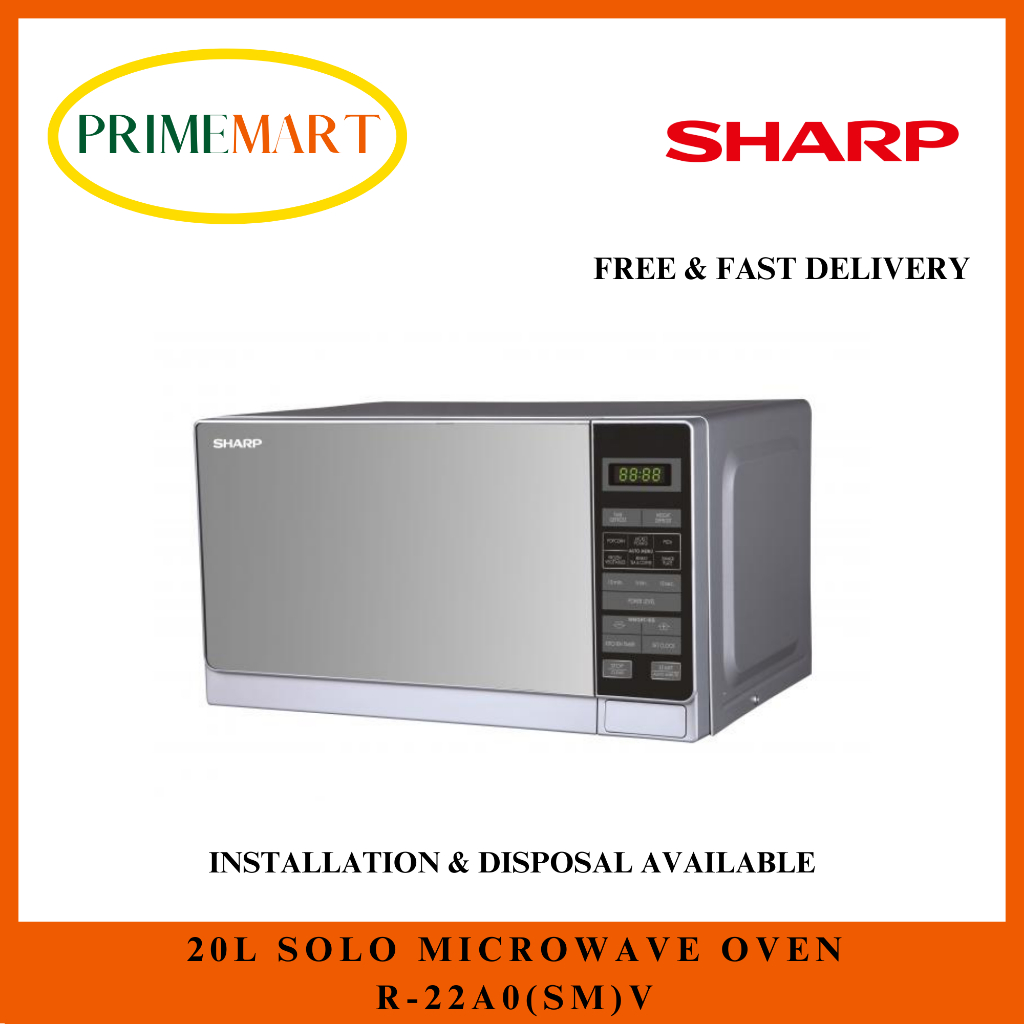 SHARP R22A0(SM)V 20L SOLO MICROWAVE OVEN 1 YEAR SHARP WARRANTY