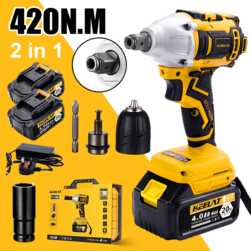 KEELAT KID006 600N.M Electric Impact Wrench Cordless High Torque 1/2"1/
