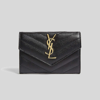 New YSL Cassandre Flap Card Case Saint Laurent Holder Leather Black Mini  Clutch