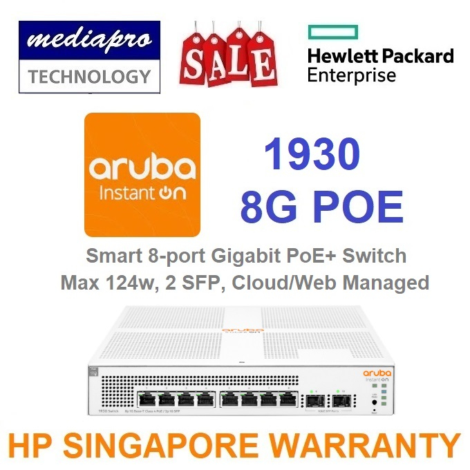 HPE Aruba Instant On 1930 8G PoE Smart 8-port PoE+ 124w Gigabit Switch ...