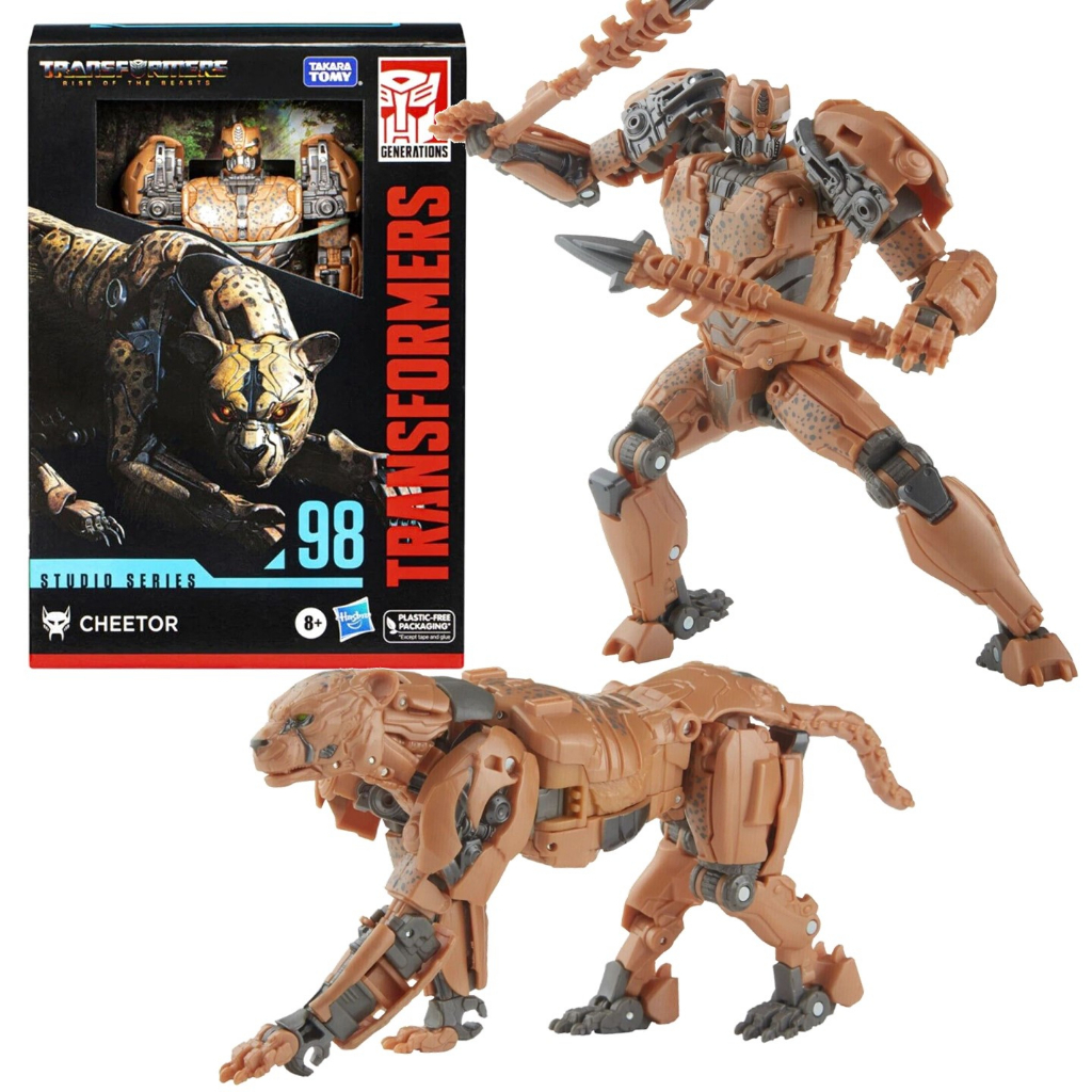 Figurina Transformers Generations Studio Series 98 Cheetor 16,5 Cm - Da Robot A Ghepardo In 24 Passaggi, Con 2 Lance E Diorama Giungla