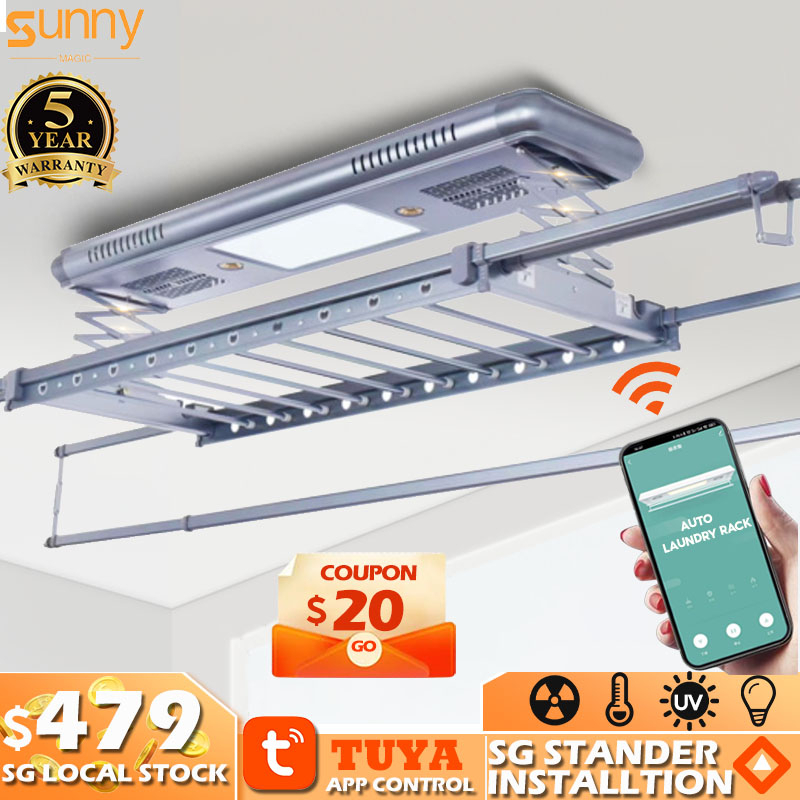 [SG LOCAL] Automated Laundry Rack Tuya-app Control Ceiling Clothes ...
