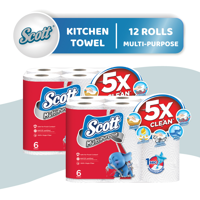 [Bundle of 2] Scott Kitchen Towel Rolls 6 rolls / 8 rolls (8x55s / 6x52s / 6x50s / 6x55s