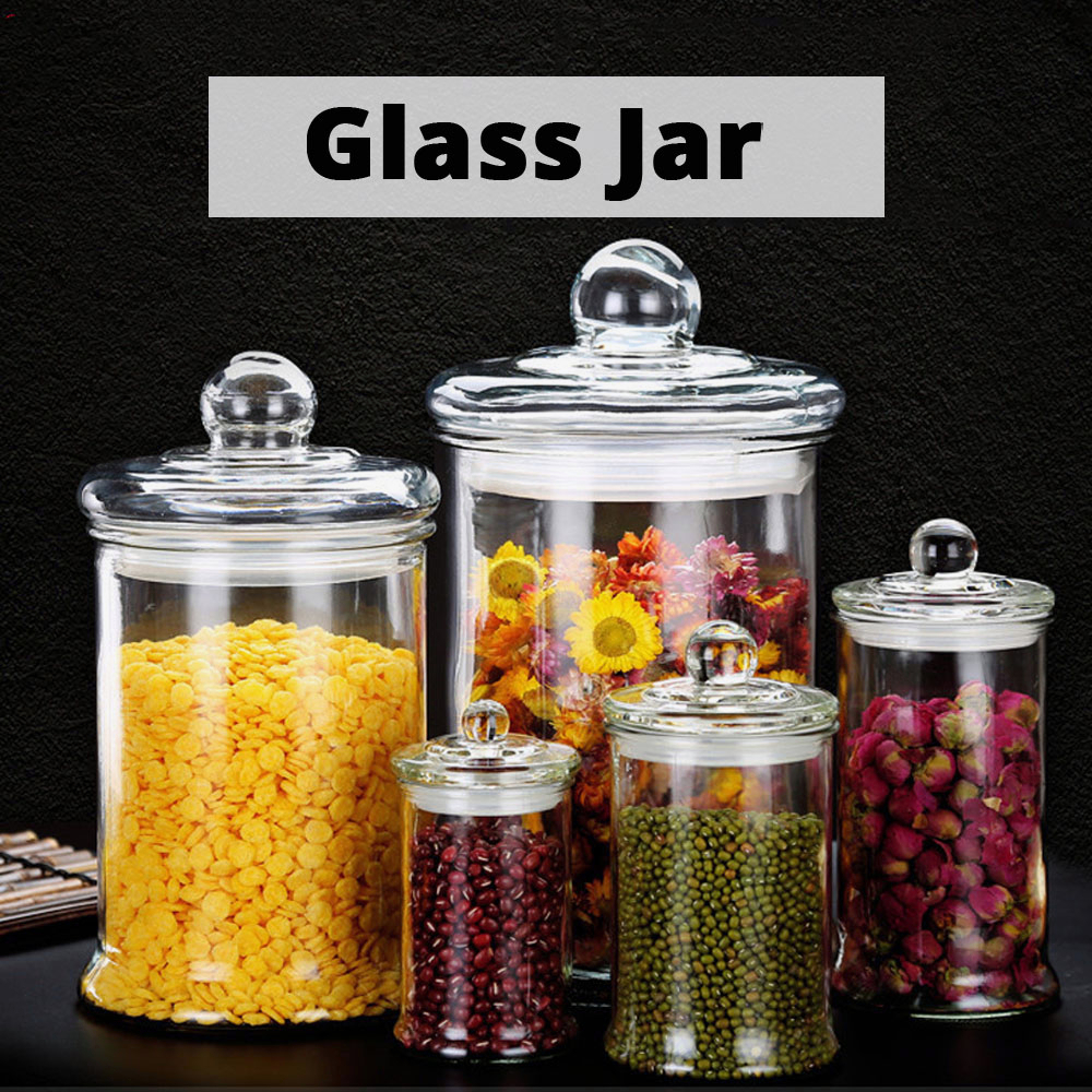 {SG} 150ml 370ml 750ml 1.25L Clear Glass Jars Airtight with Rubber Seal