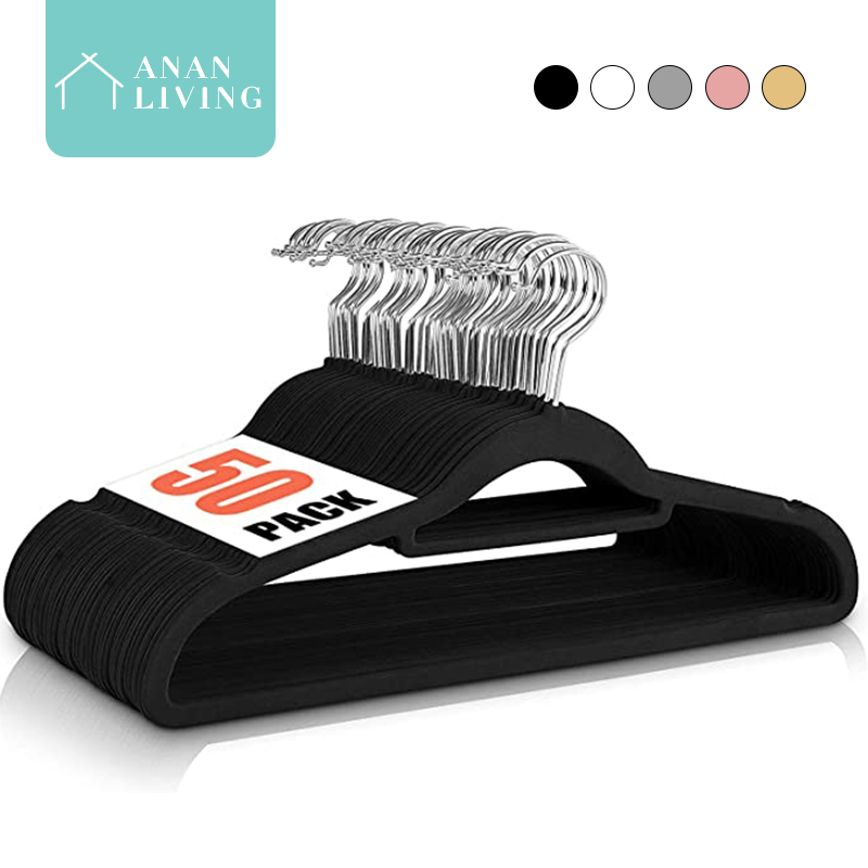 【SG Seller】Anan 10/50pcs Clothes Hanger Velvet Hanger Non-Slip Laundry ...