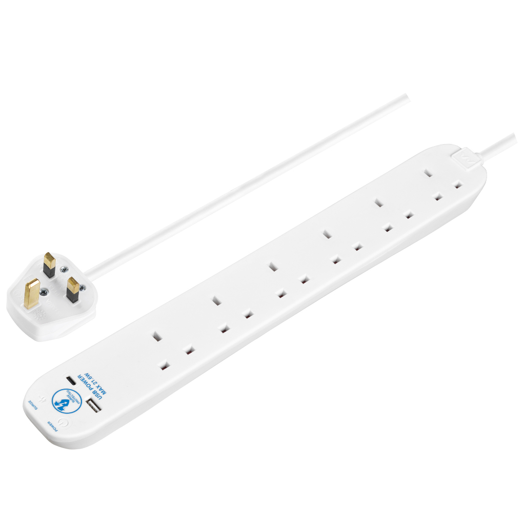 Masterplug SRGUAC2262N, Smart USB Fast Charger Surge Extension Lead ...