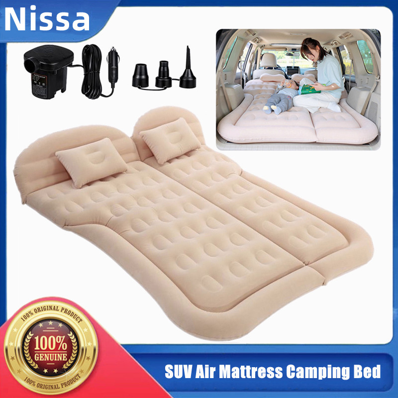 Inflatable Car Air Mattress for Back Seat, SUV Air Bed with Electric Air Pump, Portable Car Mattress for Camping Travel, Thickened Home Sleeping Pad Fast Inflation