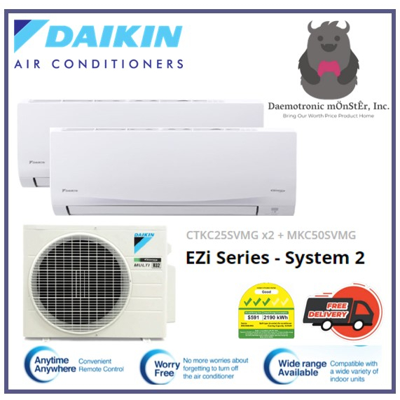 Daikin EZI SERIES System 2 Inverter Aircon R32 Gas - 3 Ticks [MKC50SVMG ...